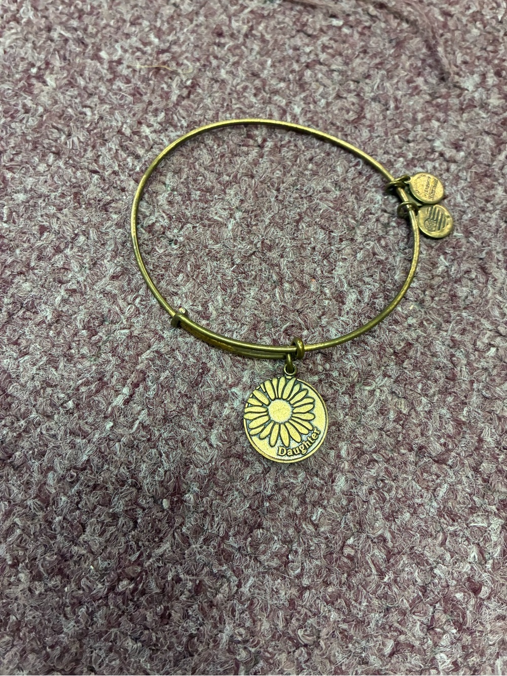 Alex and Ani Gold Sunflower 'Daughter' Charm Bangle Bracelet